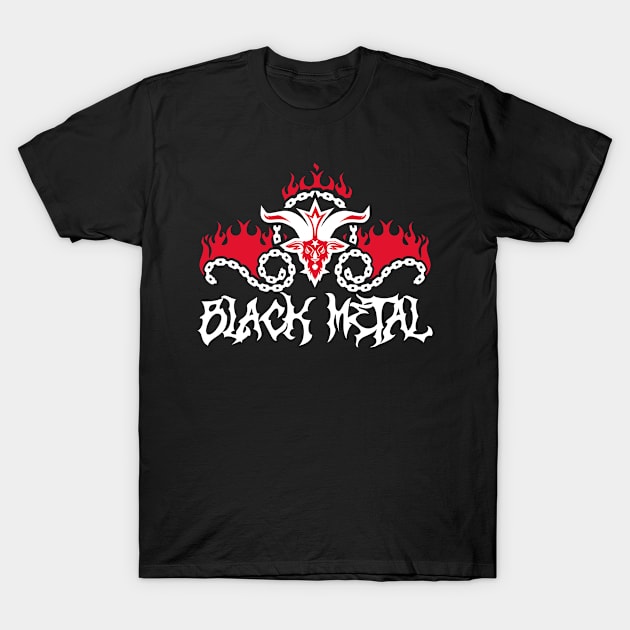 Black Metal Goat Flame T-Shirt by Metal Works